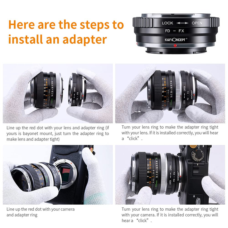 K&F Concept Lens Mount Adapter Canon FD Lens to Fujifilm FX Mount Mirrorless Camera Adapter FD-FX