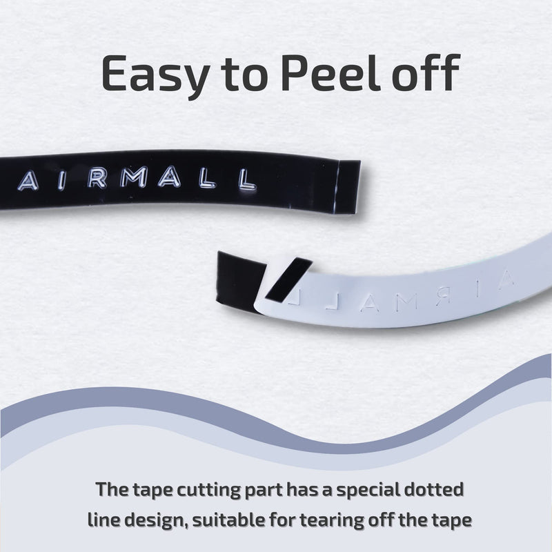 Airmall Compatible 3D Embossing Label Tape Replacement for Dymo Embossing Label Tape 9mm x 3m, Durable Plastic Embossing Label for Dymo Xpress 12965 Motex Omega S, White Print on Black, 10-Pack Dark Black