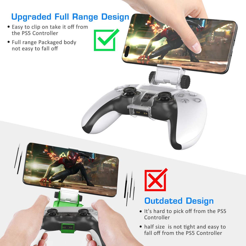 PS5 Controller Clip Mount, Mobile Phone Clamp Bracket Holder with Adjustable Stand for Playstation 5 PS5 Dual Sense Controllers