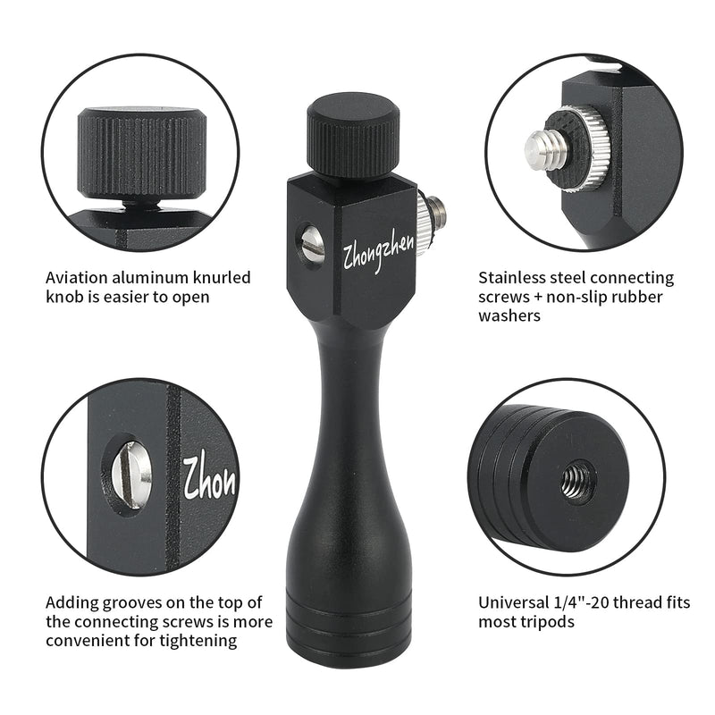 Binocular Tripod Adapter 1/4"-20 Inch Thread Quick Release Binocular Mount Suitable for Most Porro and Roof Binoculars （Two Connecting Screws） Zhongzhen Connection screws X2