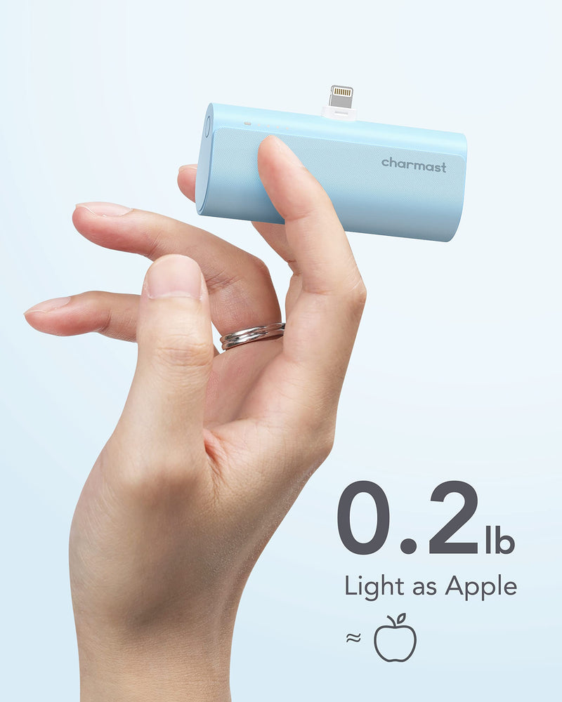 Charmast Small Portable Charger 5000mAh, Ultra-Compact 20W PD Fast Charging Power Bank Mini Battery Pack Compatible with iPhone 14/14 Pro Max/13/13 Pro Max/12/12 Pro Max/11/XR/X/8/7/6, and More Blue