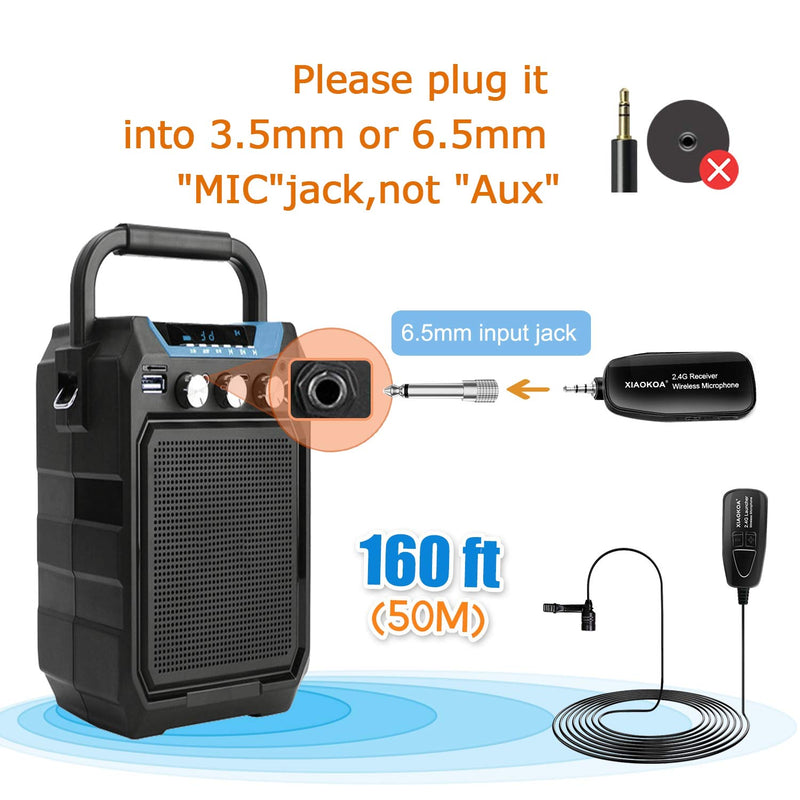 [AUSTRALIA] - Professional 2.4G Wireless Lavalier Microphone, Omnidirectional Condenser Mic,Rechargeble Transmiatter and Receiver Microphone for Voice Amplifier,Speakers,PA System(160ft) 