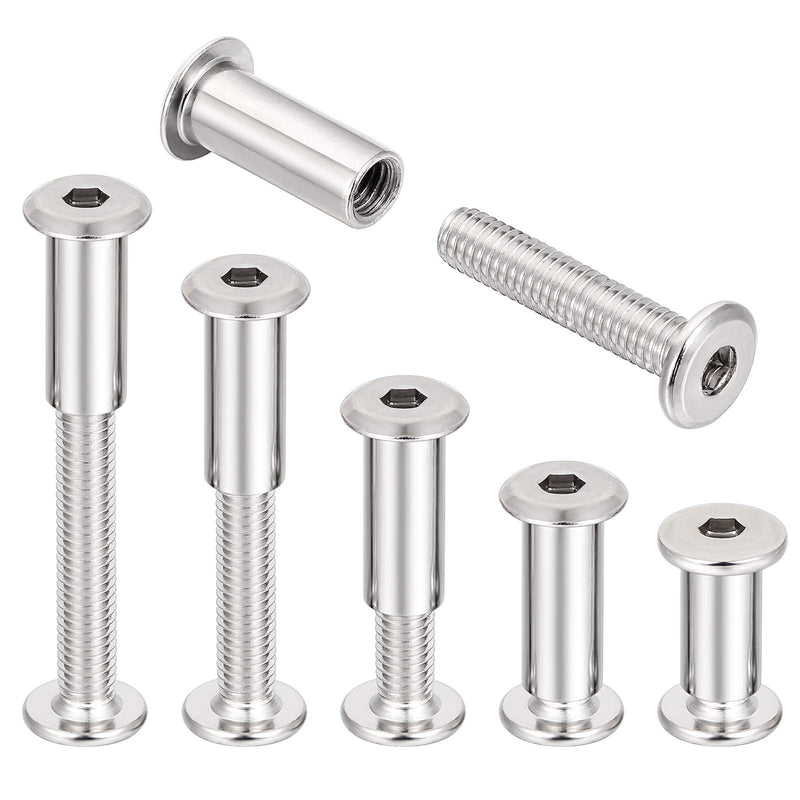PGMJ 40 Sets M6 Binding Post Screws Rivet Socket Cap Connecting M6 Bolts Cap Nuts Assortment Kit for Baby Bed Furniture,Leather Saddles Purses Belt Repair,Scrapbook Photo Albums Binding (M6x30mm-D) M6x30mm-D