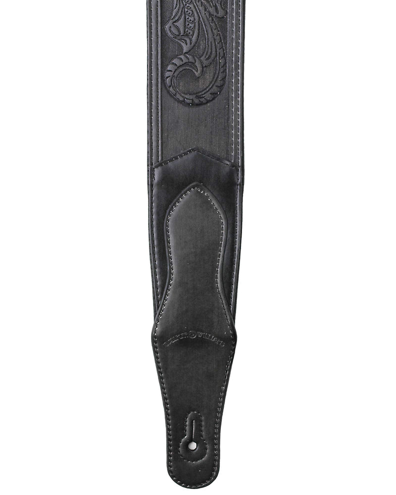Walker & Williams LIC-12 Black Padded Guitar Strap with Cross and Traditional Tooling