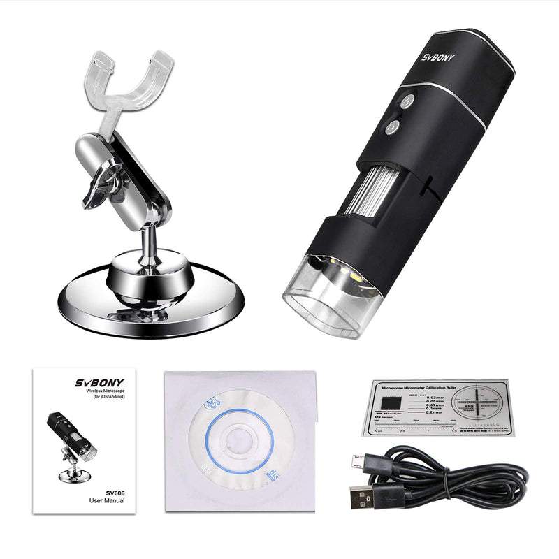SVBONY SV 606 USB Digital Microscope 50-1000x,Wireless Microscope for Phone, Handheld USB HD Inspection Camera, Compatible with Android, iOS Smartphone or Tablet, Windows Computers