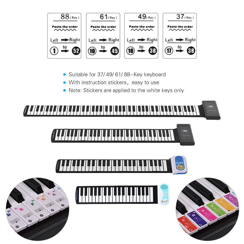 ammoon Piano Keyboard Stickers for 37/49/ 61/88 Key Keyboards Removable Colorful for Kids Beginners Piano Practice Learning X-01ZD-1