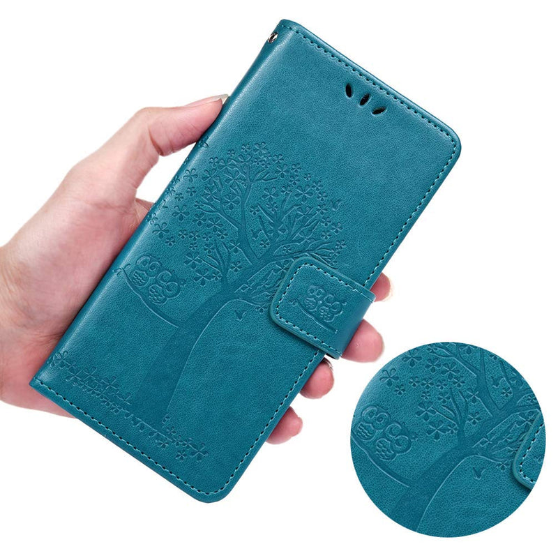 Samsung Galaxy A51 Case Shockproof 3D Owl Tree Leather Flip Wallet Phone Cases ID Credit Card Slots Kickstand Magnetic Closure TPU Bumper Cover for Samsung Galaxy A51 Blue