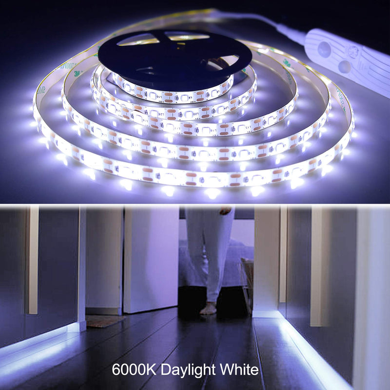 [AUSTRALIA] - WISEPOCH LED Strip Lights with USB/Battery Powered, Motion Sensor Closet Light 120 LEDs, Waterproof USB Light Strip (Daylight White 6.6FT/2M) Daylight White 