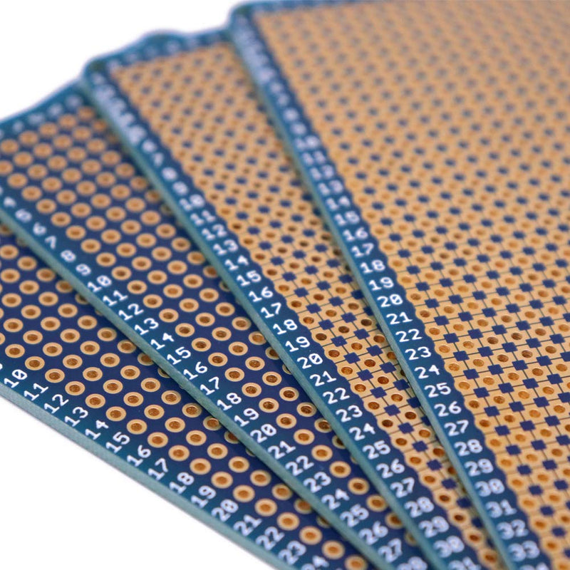 Treedix 4 pcs Solderable BreadBoard Universal Board PCB Prototype Shield Board Double Sided Tinned Gold Plated Holes Compatible with Arduino Kit Raspberry Pi Shield Prototyping and Testing