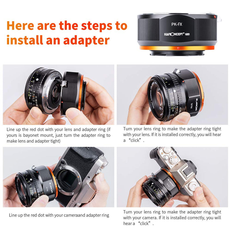 K&F Concept Lens Mount Adapter with Aperture Control Ring for Pentax PK Mount Lens to Fujifilm Fuji X-Series X FX Mount Cameras with Matting Varnish Design for Fuji XT2 XT20 XE3 XT1 X-T2 PK-FX