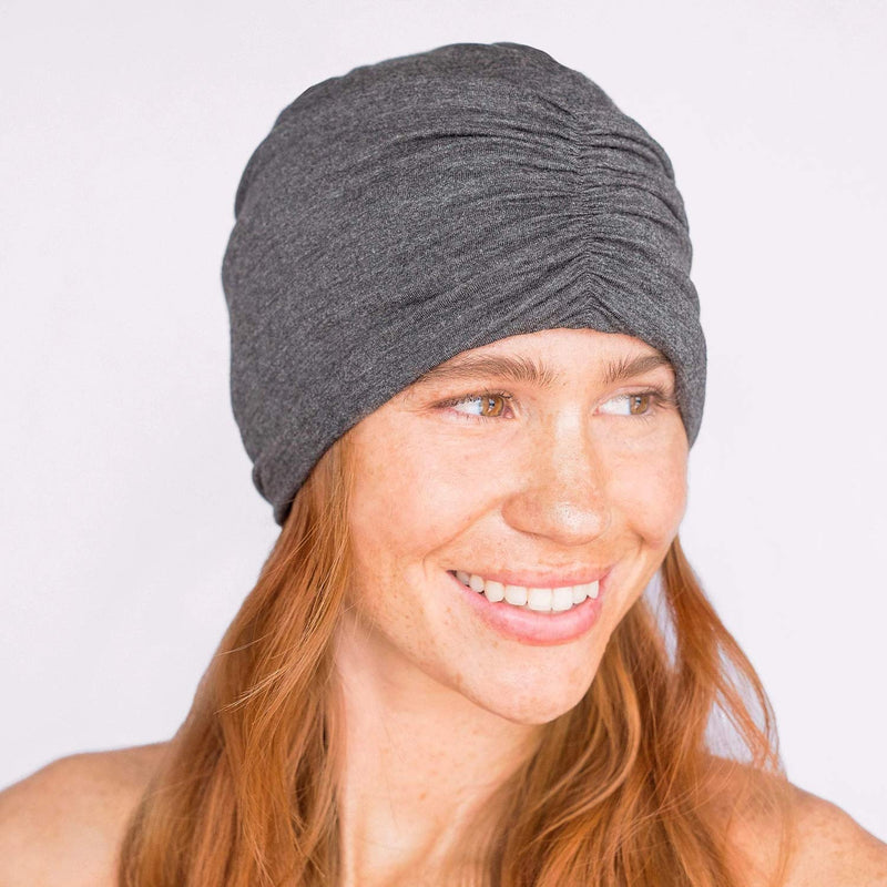 Kitsch Satin Lined Jersey Sleep Bonnet for Women - Satin Hair Bonnet for Sleeping Medium Heather Grey