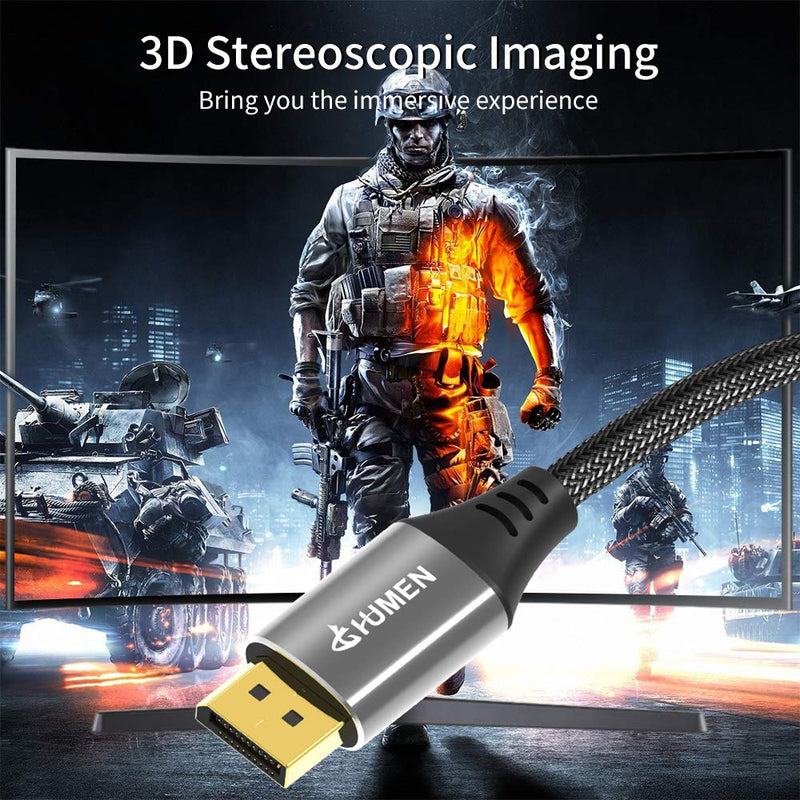 DGHUMEN 8K DisplayPort Cable, DP1.4 HBR3 Cable, Support 8K@60Hz/4K@144Hz, 32.4Gbps, HDR, HDCP for PC, Laptop, HDTV (6.6ft/2M) 6.6ft/2M