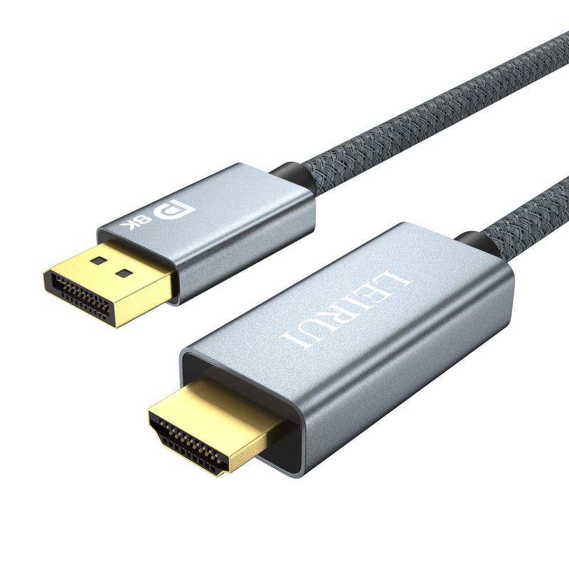 8K DisplayPort to HDMI Cable, DP 1.4 to HDMI 2.1 Video Cable, Support 8k@30Hz, 4K@144Hz, Dynamic HDR, Dolby Vision, HDCP 2.3, DSC 1.2a for Lenovo, HP, ASUS, Dell, AMD, NVIDIA and More (9.9ft) 9.9FFT