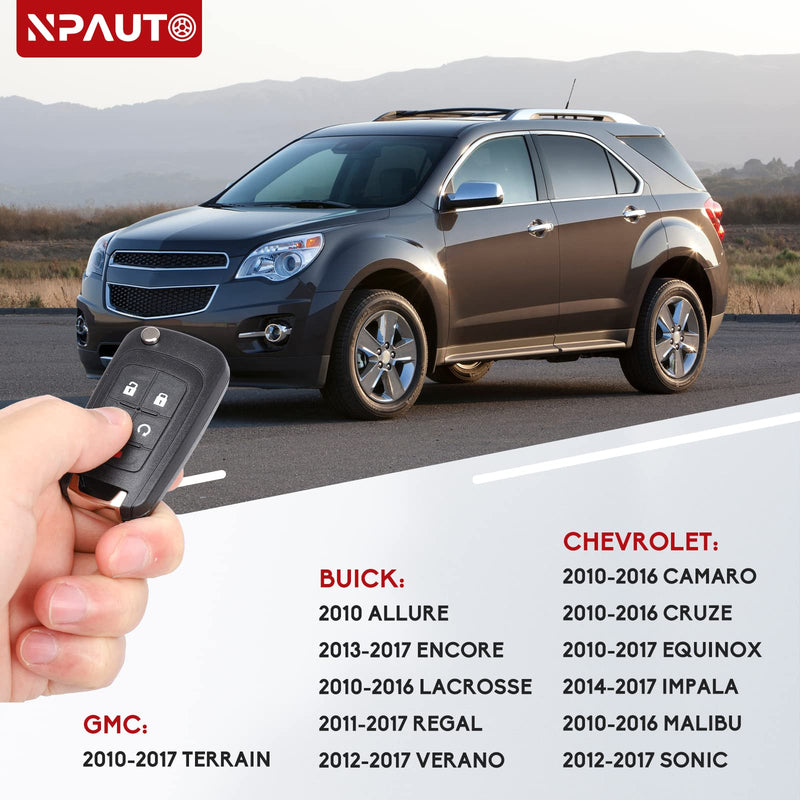 NPAUTO Key Fob Replacement, Fits for Chevy Equinox Camaro Impala Cruze Sonic Malibu, GMC Terrain, Buick Lacrosse Regal Verano Encore 2010-2019, Keyless Entry Remote Control Flip Key Fobs, OHT01060512