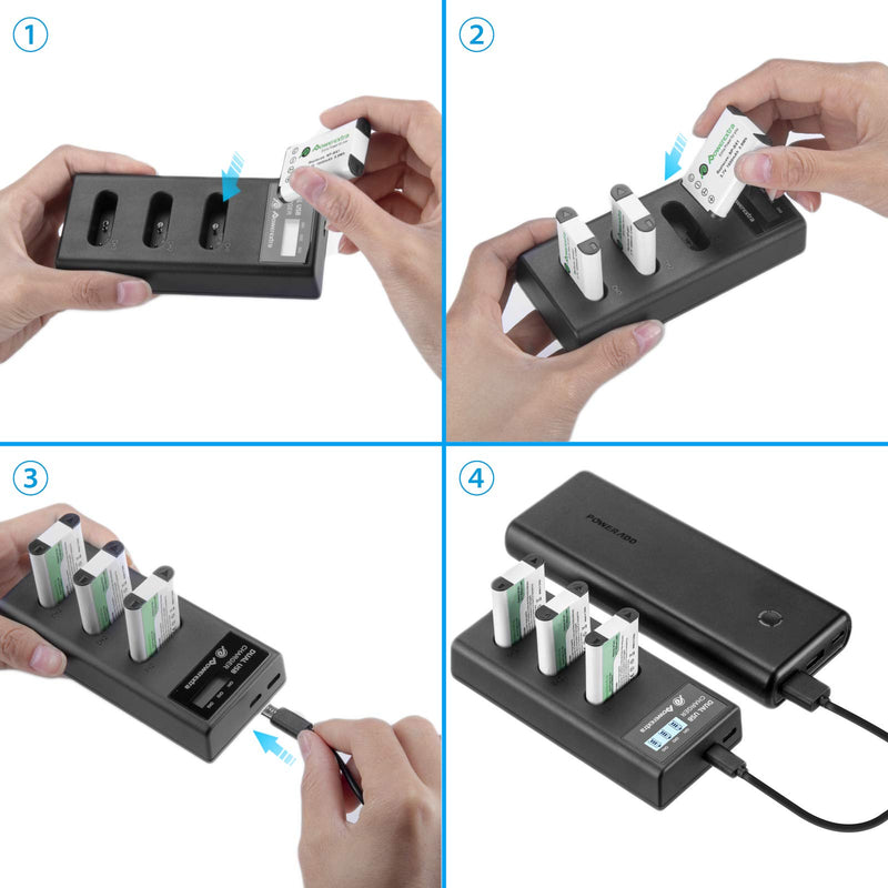 Powerextra NP-BX1 Battery 3 Pack and 3-Channel USB Charger for Sony NP-BX1 and Sony Cyber-Shot DSC-RX100, DSC-RX100 II, DSC-RX100M II, DSC-RX100 III, DSC-RX100 IV, DSC-RX100 V/VII, ZV-1