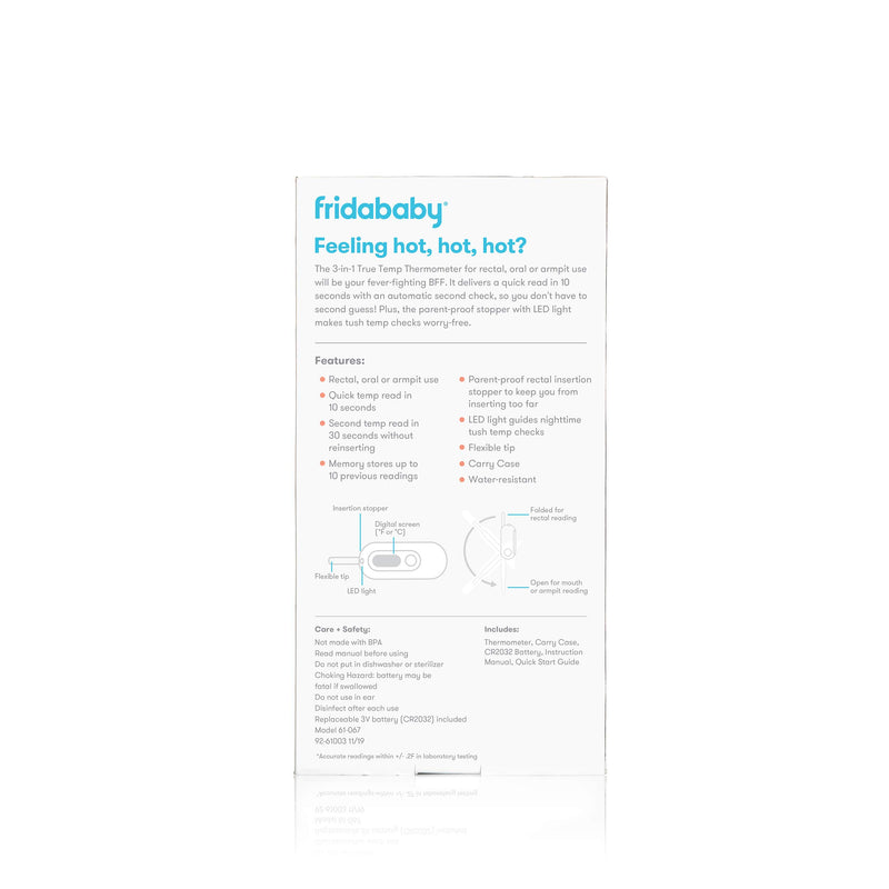 FridaBaby 3-in-1 True Temp Digital Thermometer for Fevers, Babies & Kids (Rectal, Underarm + Oral)