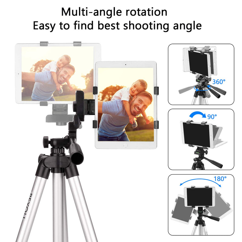 Peyou Tablet Tripod, 42" inch Portable Lightweight Adjustable Aluminum Camera Tablet Tripod + Universal Mount Tablet Holder + Wireless Remote Shutter Compatible for iPad Samsung Kindle Fire Tablet …