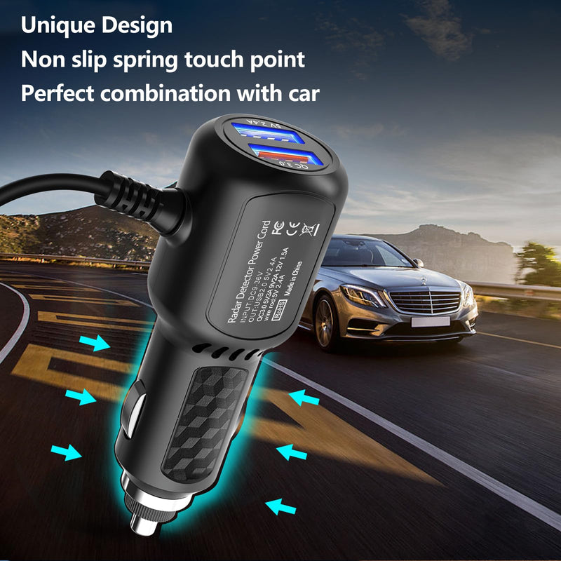 Radar Detector Power Cord,for Uniden Escort Valentine Beltronics Passport Cobra Whistler etc Radar Detector,Dual USB QC3.0 Quick Charger(6.5FT) (DC3.5) DC3.5