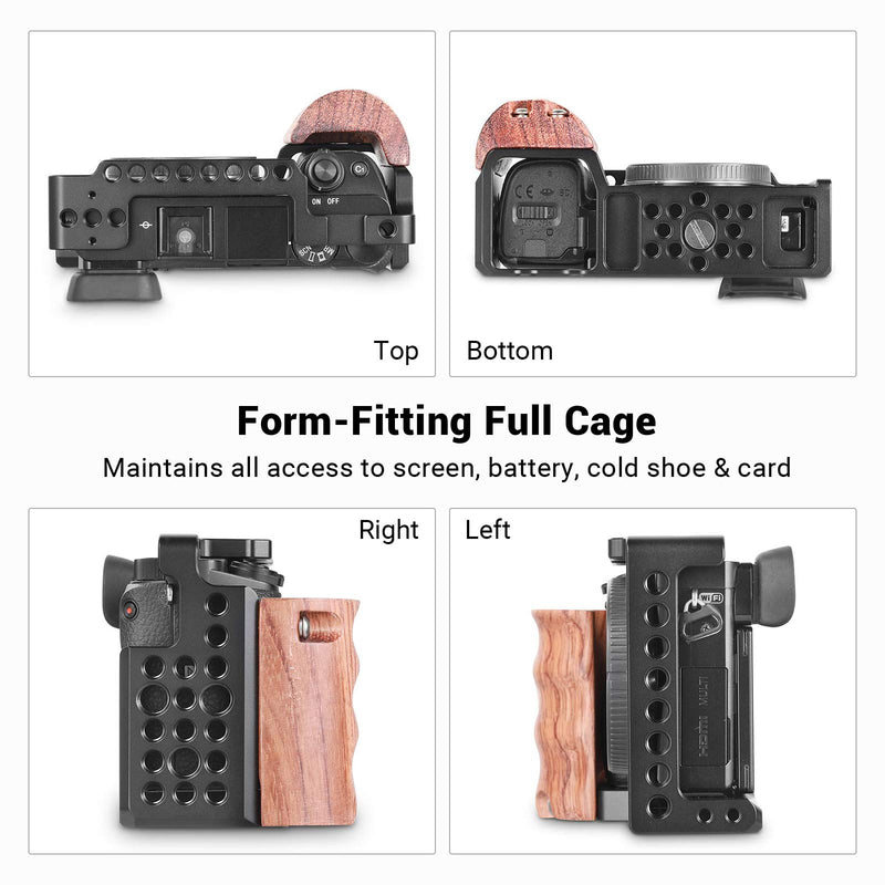 SMALLRIG Camera A6300 Cage for Sony A6000 / A6300 with Wooden Handle Handgrip - 2082