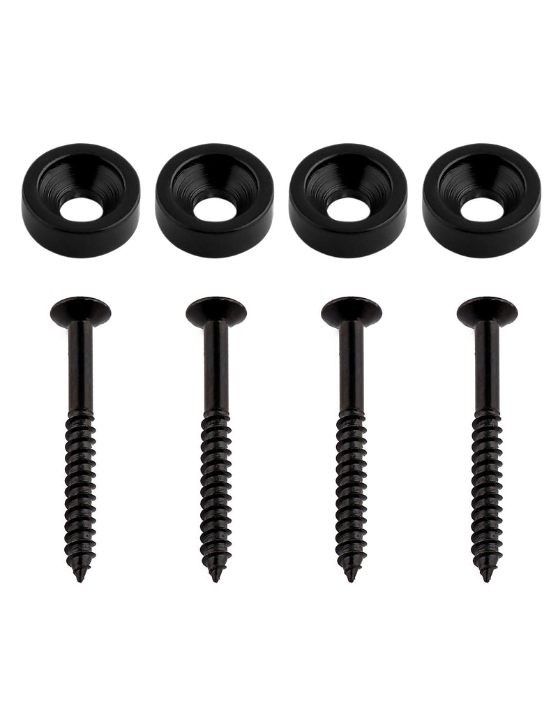 Holmer Guitar Neck Joint Bushings Ferrules and Bolts for Electric Guitar or Bass Guitar Set of 4Pcs with Screws Black.