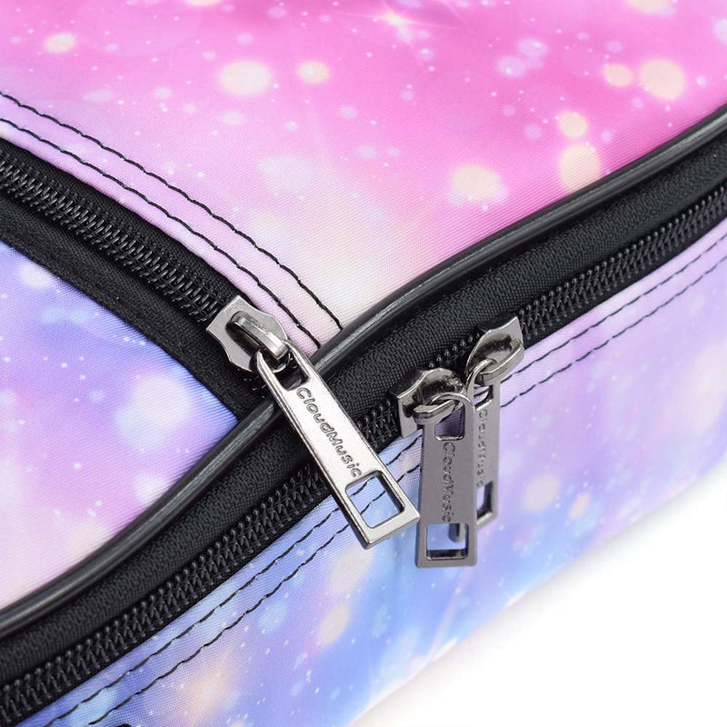 CLOUDMUSIC Ukuele Case For Soprano With Backpack Strap Galaxy Light Purple Starry Sky