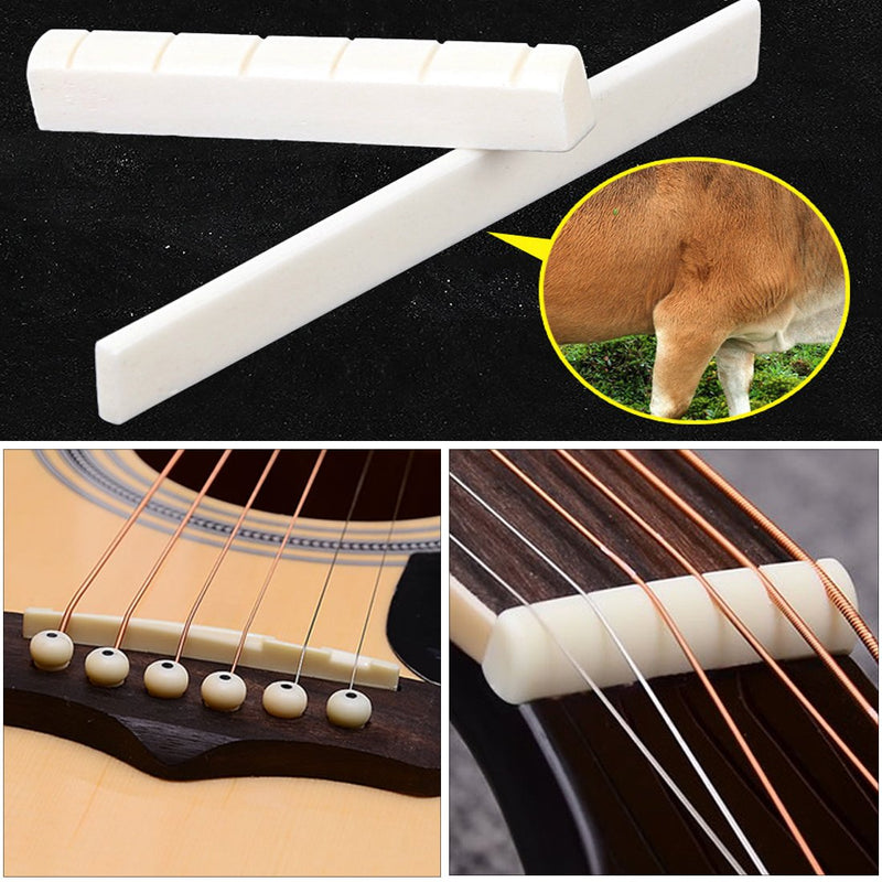 Luvay Guitar Bridge Saddle & Nut Replacement - Made of Real Bone for Acoustic Guitar, 2 Sets of 4pcs