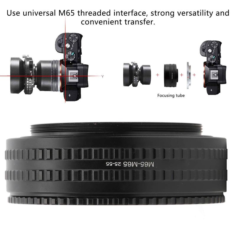 DAUERHAFT 25‑55mm Camera Focusing Helicoid Adapter Ring,Adjustable Aluminum Alloy Lens Macro Extension Tube, for M65 to for M65