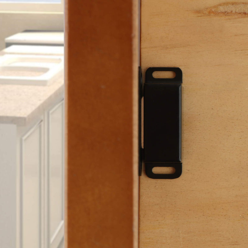 Alise 4-Pack Black Door Magnetic Catch,Cabinet Furniture Closet Catches Latch with Strong Magnetic,Made of Stainless Steel 1-Small Size