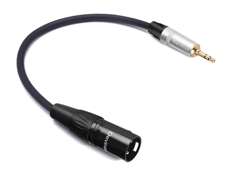 Devinal Unbalanced 1/8 inch to XLR Cable, Mini Jack TRS Stereo Male to XLR Male, 3.5mm to 3 Pin Male Interconnect Audio Cable 1 Feet 1 FT