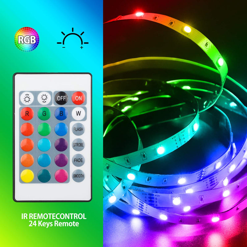 [AUSTRALIA] - Lonfenner Led Strip Lights 39.36Ft 12m 12V Power Supply Wireless Smart App 5050 RGB Light 360 LEDs with 24-Key IR Remote Controller Sync to Music Flexible Colors Changing for Home, Bedroom, Kitchen 