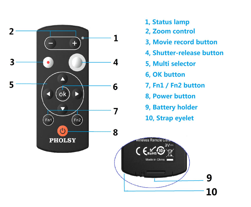 [AUSTRALIA] - PHOLSY ML-L7 Bluetooth Camera Remote Wireless Shutter Release Control Compatible with Nikon Z fc, Z50, COOLPIX B600, A1000, P1000, P950 