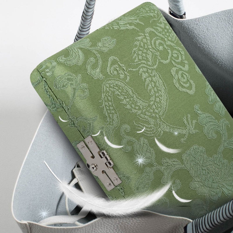 Oboe Reeds Case, Wooden + Silk Cloth Cover Oboe Reeds Holder Storage Case Musical Instrument Box Spare Parts for 6pcs Oboe Reeds(Green) Green