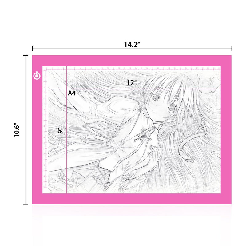 Light Pad Drawing A4 Tracing Light Table NXENTC LED Copy Board Ultra-Thin Display Pad Brightness Adjustable Stencil Artist Art Tracing Tatto Table Pink