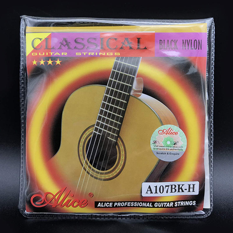 3 Sets Alice A107BK-H Black Nylon Gold Plated Coated Copper Alloy Winding Classical Guitar Strings Hard Tension (.0285 .0325 .041 .030 .036 .044)