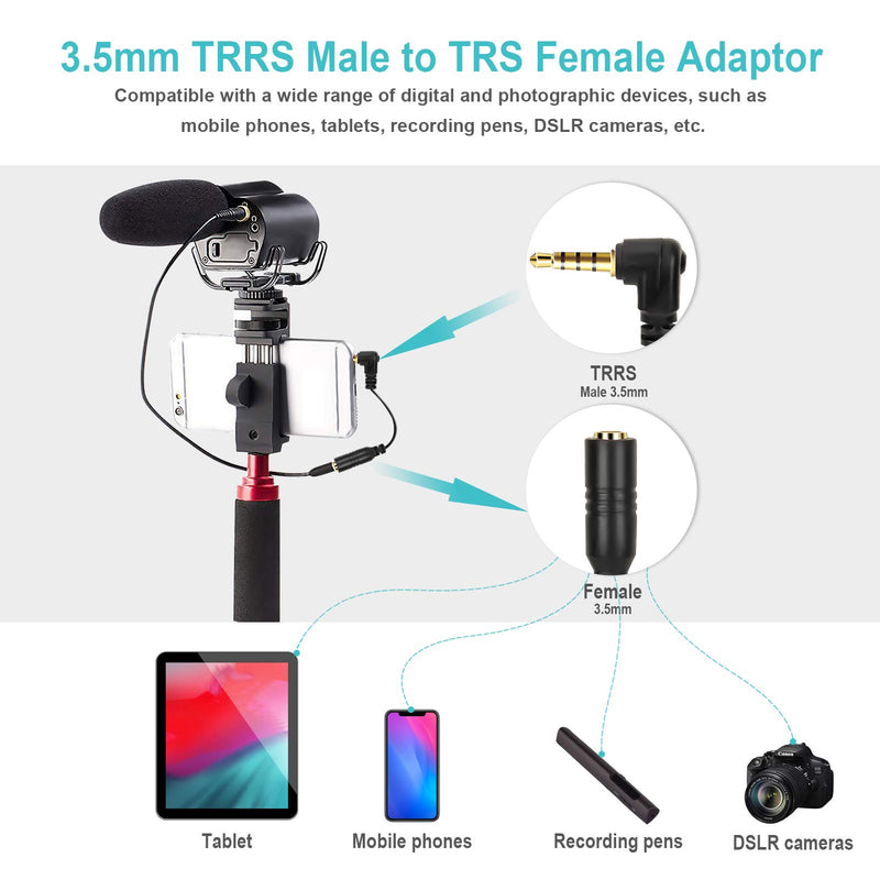 Yosoo Health Gear TRS to TRRS Converter Cable, 3.5mm TRS to TRRS Adapter Microphone Adapter Cable Converter for Microphone Compatible, Camera Video Recording