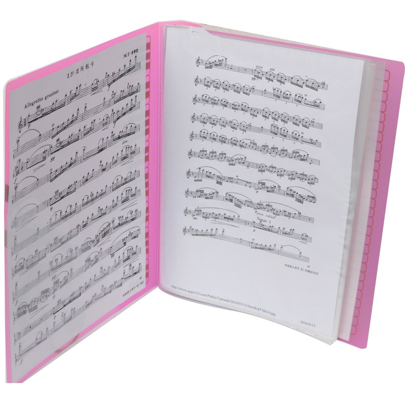 WOGOD Music Sheet File Paper Documents Storage Folder Holder Plastic.A4 Size,40 Pockets (Pink)