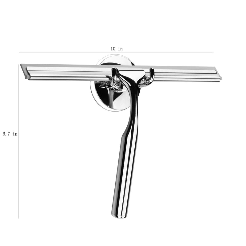 [AUSTRALIA] - Ettori Shower Squeegee Clear Glass Wall Cleaner Stainless Steel with Suction Storage Hook -10'', Chrome 