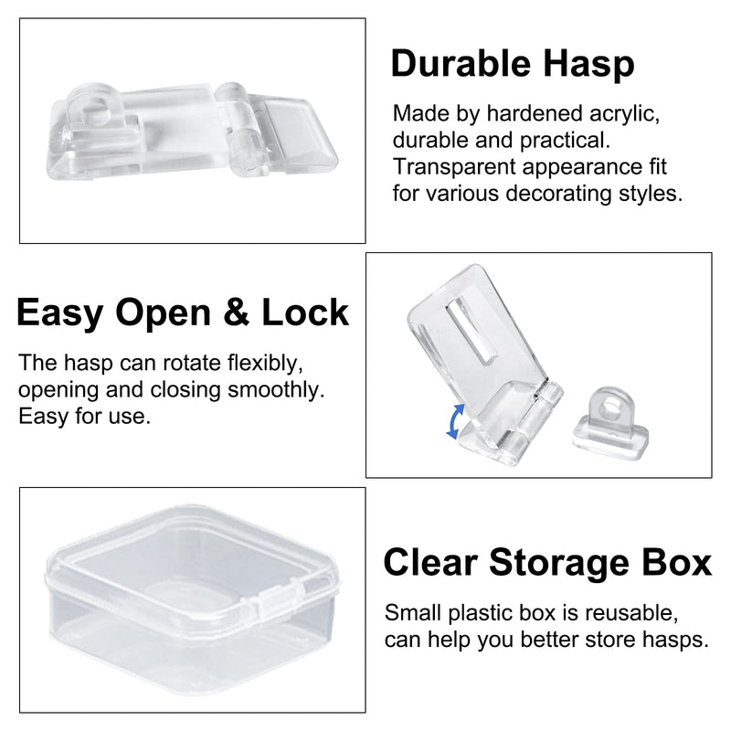 [AUSTRALIA] - INCREWAY Acrylic Hasp Buckle, 10Pcs 25x55mm Crystal Clear Mini Hinge Latch Hasp Lock Transparent Jewelry Box Latch Buckle 