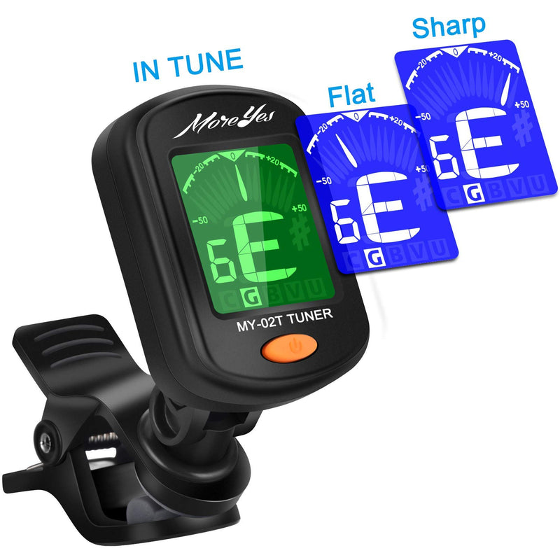 MOREYES Guitar Tuner with 360° Rotate for Guitar, Violin, Chromatic, Ukulele, Bass Easy to Read with LCD Display