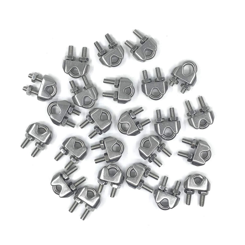 HEVERP 24PCS 3/16 Inches M4 Stainless Steel Wire Rope Cable Clip Clamp