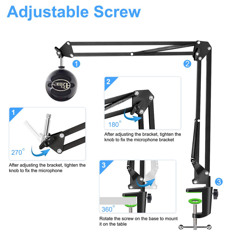 [AUSTRALIA] - Aokeo AK-35 Microphone Stand Desk Adjustable Compact Microphone Suspension Boom Scissor Arm Stand For Blue Yeti,Blue Snowball iCE, Professional Streaming, Voice-Over, Recording, Games 