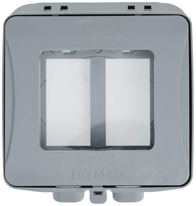 TayMac ML2500G Two-Gang Weatherproof Expandable Extra Duty In-Use Cover Gray Finish