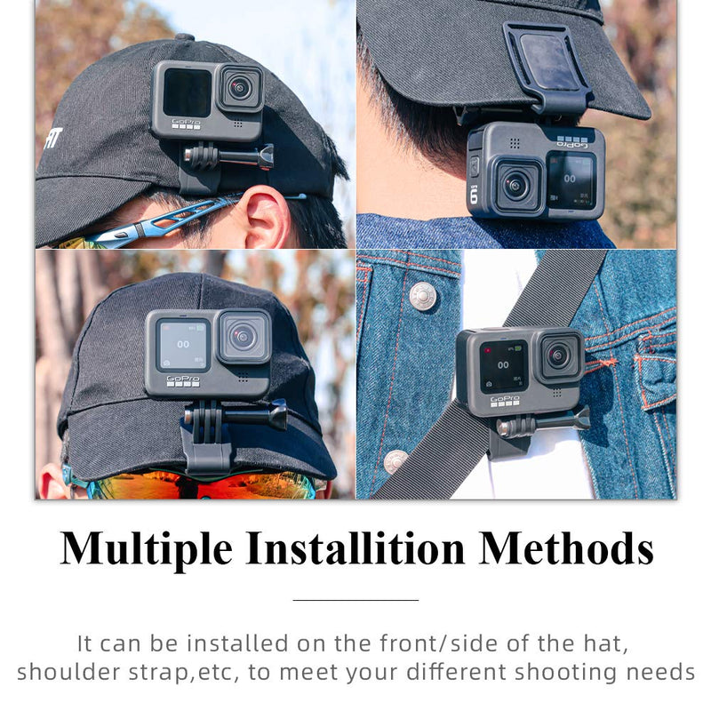 SUREWO Baseball Hat Clip Mount Baseball Cap Clamp Quick Release Mount Compatible with GoPro Hero 10 9 8 7 6 5 Black,DJI Osmo Action 2