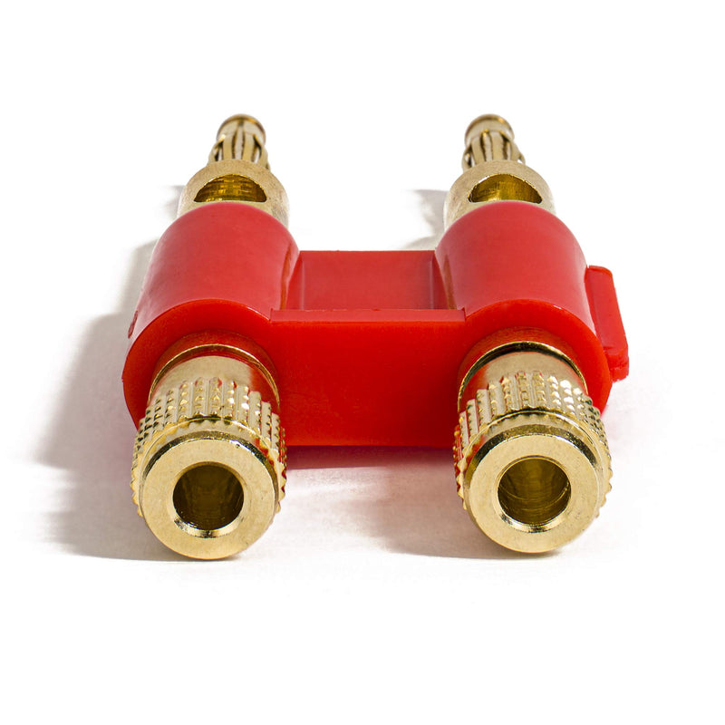 Cmple Dual Speaker Banana Plugs, 24k Gold Plated, Open Screw Type, Audio Plug for Amplifiers, Speakers - Red Single Dual(Red)