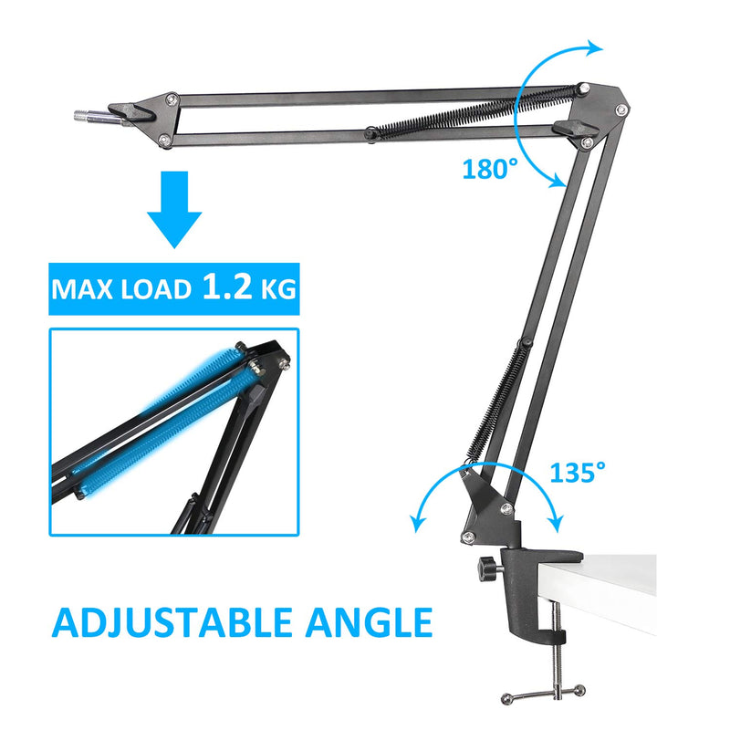 [AUSTRALIA] - Microphone Boom Arm Stand - Heavy Duty Mic Stand for Microphones, Swivel Mount Compatible with Shock Mounts by YOUSHARES 