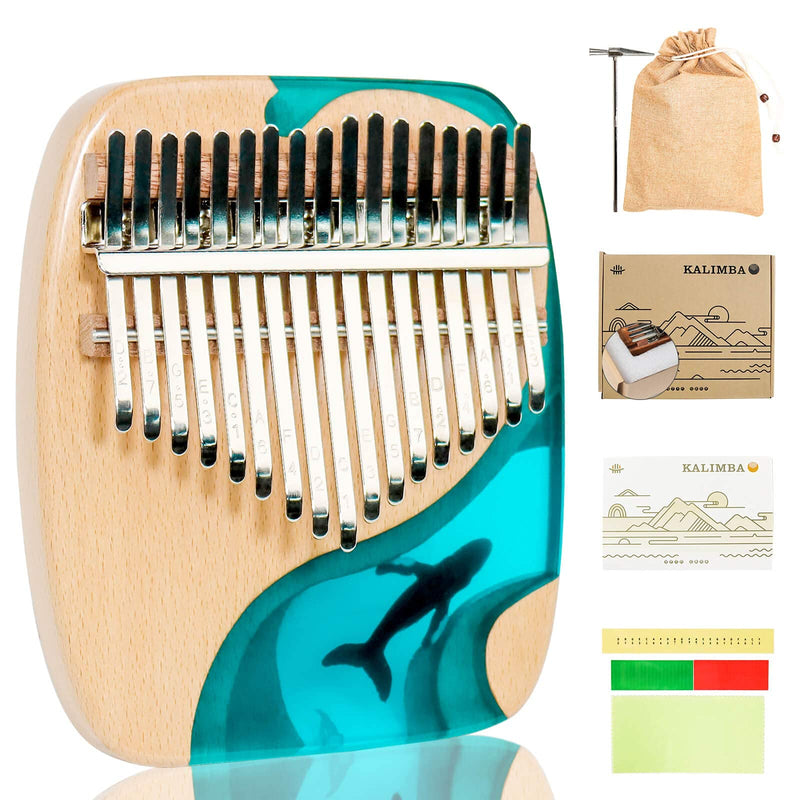 REGIS Resin Kalimba 17 Key exquisite Finger Thumb Piano Marimba Musical good accessory Pendant Gif (17 Key, blue)