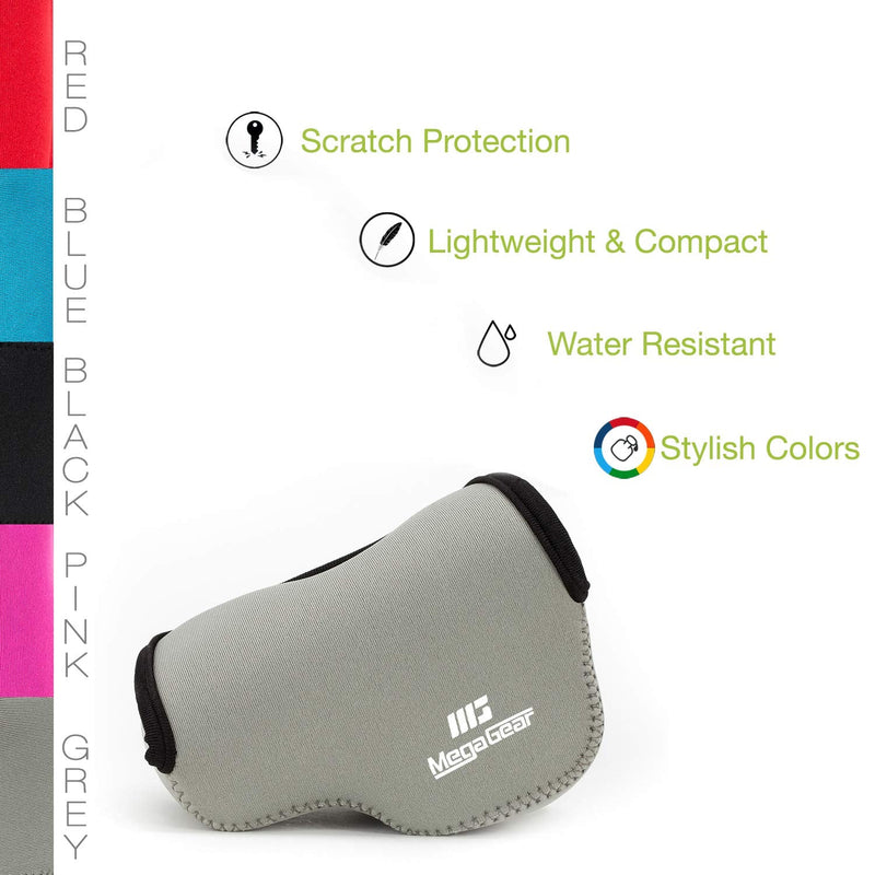 MegaGear ''Ultra Light'' Neoprene Camera Case Bag with Carabiner for SONY NEX5, NEX5N, NEX5R with 16-50 LENS (Gray) Gray