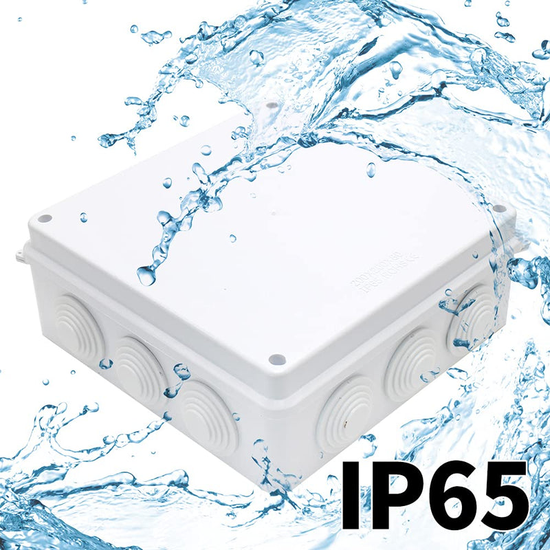 MAKERELE IP65 Junction Box ABS Plastic Waterproof Project Box ,Electrical Power Cord Encloure Universal Project Box White 7.9”×7.9”×3.1”inch(200×200×80mm) 7.9"*7.9"*3.1"