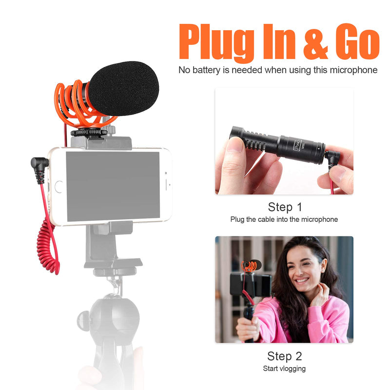 Pixel M80 Video Microphone with Shock Mount, Deadcat Windscreen and Audio Cables, Compatible with DSLR, Camcorder, iPhone, Android Smartphone, Suitable for Vlogging, Videography, Live Streaming, etc.