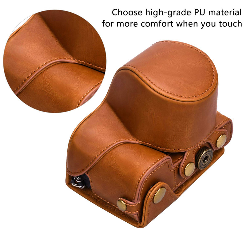 XEVN for Sony a6300 case,for Sony a6000 case,Premium PU Full Body Leather Camera Case Bag for Sony Alpha a6300 a6000 a6100 a6400 Fit 16-50mm Lens with Camera Shoulder Strap(Brown) brown